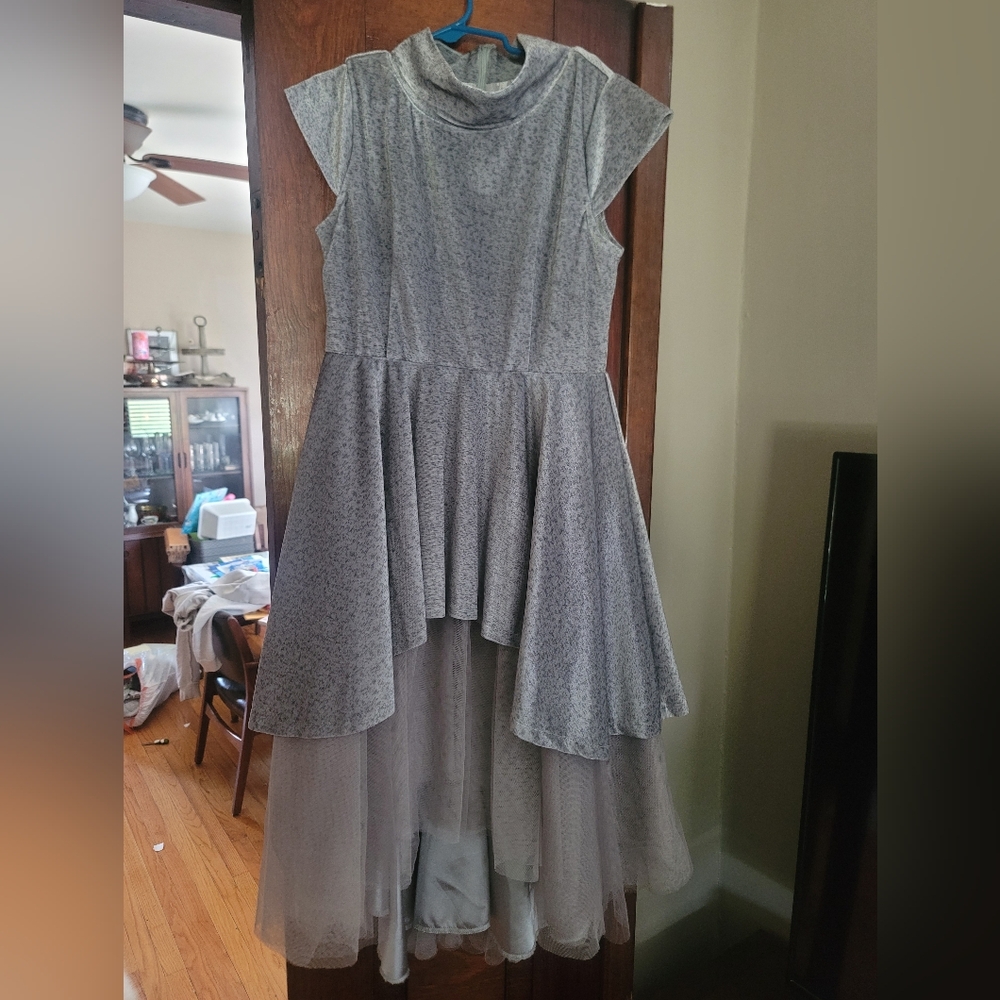 Joyfolie size 10 girls silver light grey tulle and velvet dress